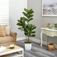 thumbnail image 4 of Nearly Natural 5.5' Fiddle Leaf Artificial Tree in White Metal Planter, 4 of 4