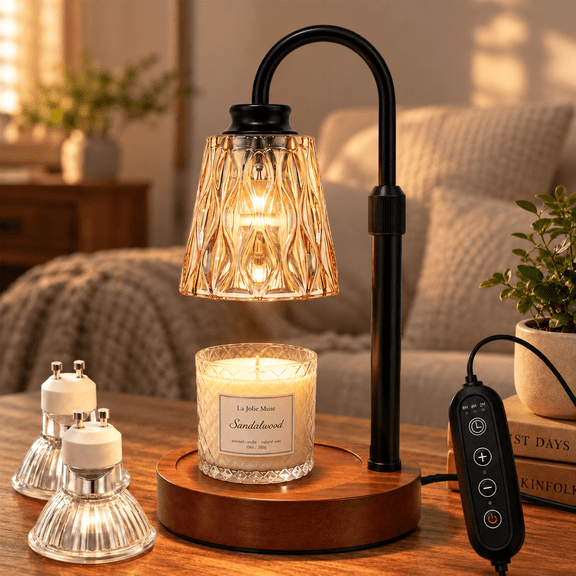 Mitzzllc Electric Candle Warmer Lamp with Timer,Dimmer & Adjustable Height for Most Jar Candles