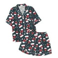 thumbnail image 3 of CAIVO Girls Christmas Printed 2 Piece Pajama Sets Lapel Short Sleeve Button Down Shirt With Shorts Children Kids Homewear Sleepwear, 3 of 4