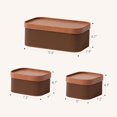 thumbnail image 4 of La Jolie Maison Fluted Cardboard Storage Baskets with Leather-Like Lids, Sturdy Stackable Paper Boxes Decorative Tray, Set of 3 Chestnut, 4 of 6