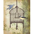 thumbnail image 4 of Gango Home Decor Botanical Birdcage Floral Collage Bird Wall Art; Two Green 16x20in Hand-Stretched Canvases, 4 of 6