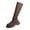 Brown Low-Heeled Mid Calf Boots, variant on Women's High-Top Boots, Round Toe, Thick-Soled, Casual Stylish Footwear for Fall and Winter, Comfortable Elastic Long Boots