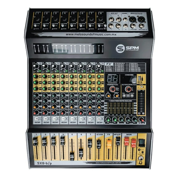 Consola MELO SX8 B/P 8 Canales Mono, Conexión Bluetooth