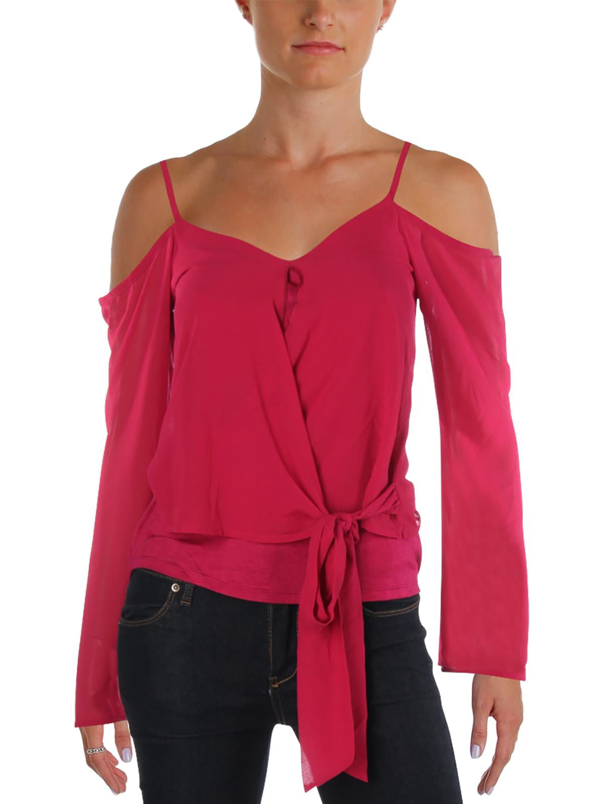 BCX - BCX Womens Cold Shoulder Waist Tie Crop Top Pink XS - Walmart.com ...