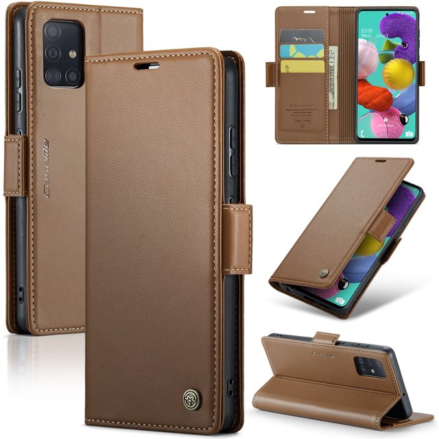 CaseMe Funda de Cuero para Samsung Galaxy A51 4G con Bloqueo RFID, para Samsung Galaxy A51 4G Funda para Mujer Hombre Tarjetero Cierre Magnético Funda Tipo Folio para Samsung Galaxy A51 4G