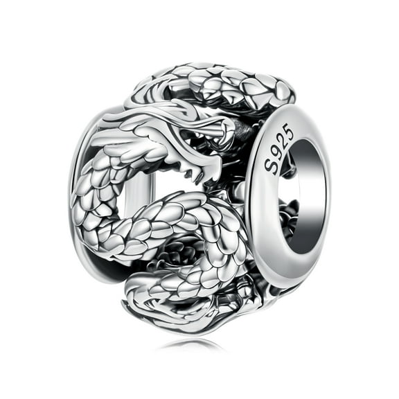 Flying Dragon Charm 925 Sterling Silver Charm,Charm for Bracelets , Perfect Gift for Women