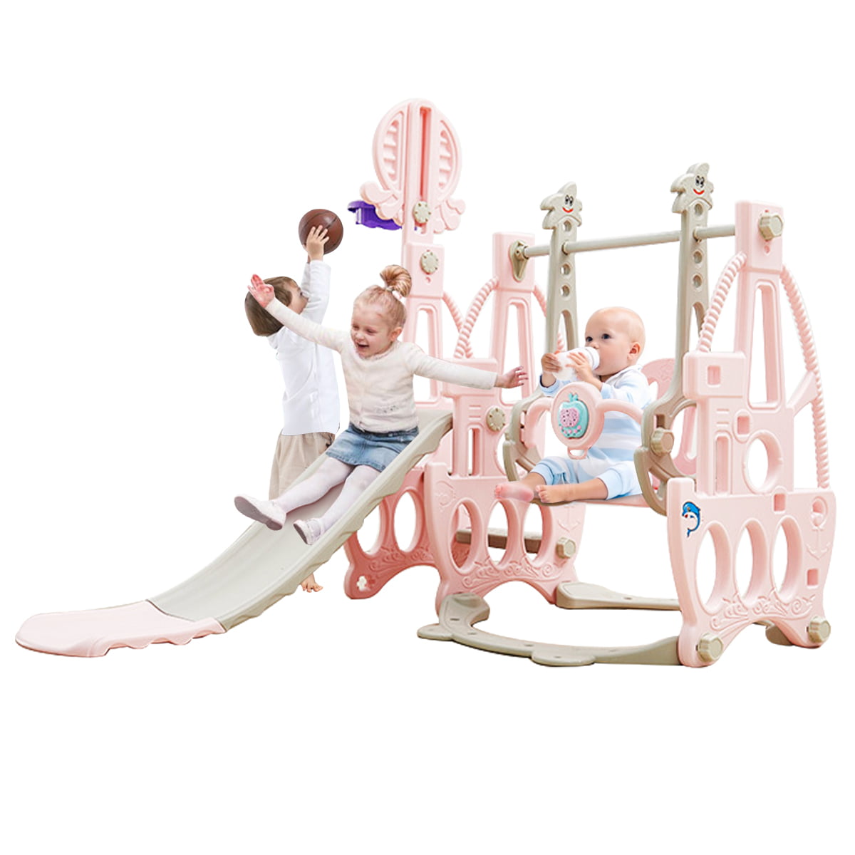 Details about   Large Toddler Climber And Swing Set Climber Sliding Playset w/ Basketball Hoop ❉ 