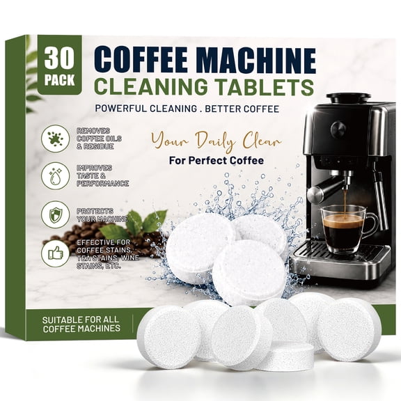 LACRTOPE Coffee Machine Descaler Tablets, 30 Count, Helps Remove Limescale, Hard Water Buildup and Coffee Oils, for Keurig, Nespresso, Ninja, Breville, De'Longhi, Jura, Miele and Espresso Machines