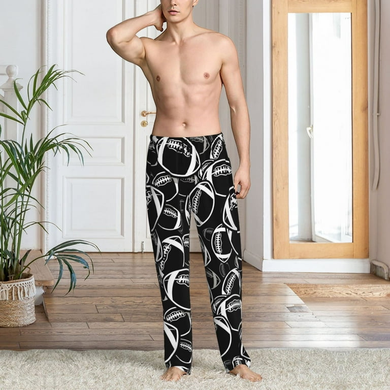 Mens Pajama Pants Bottoms with Pockets black American football Rugby cool Soft Mens Pj Pants Comfy Men Lounge Pants Walmart