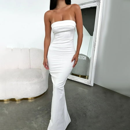 Cavosen Maxi Dresses for Women Plus Size Fashion Dress Plain Split Backless Maxi Dress One Shoulder Neck Bodycon Corset Dresses Sleeveless Party Dress Gown Dress
