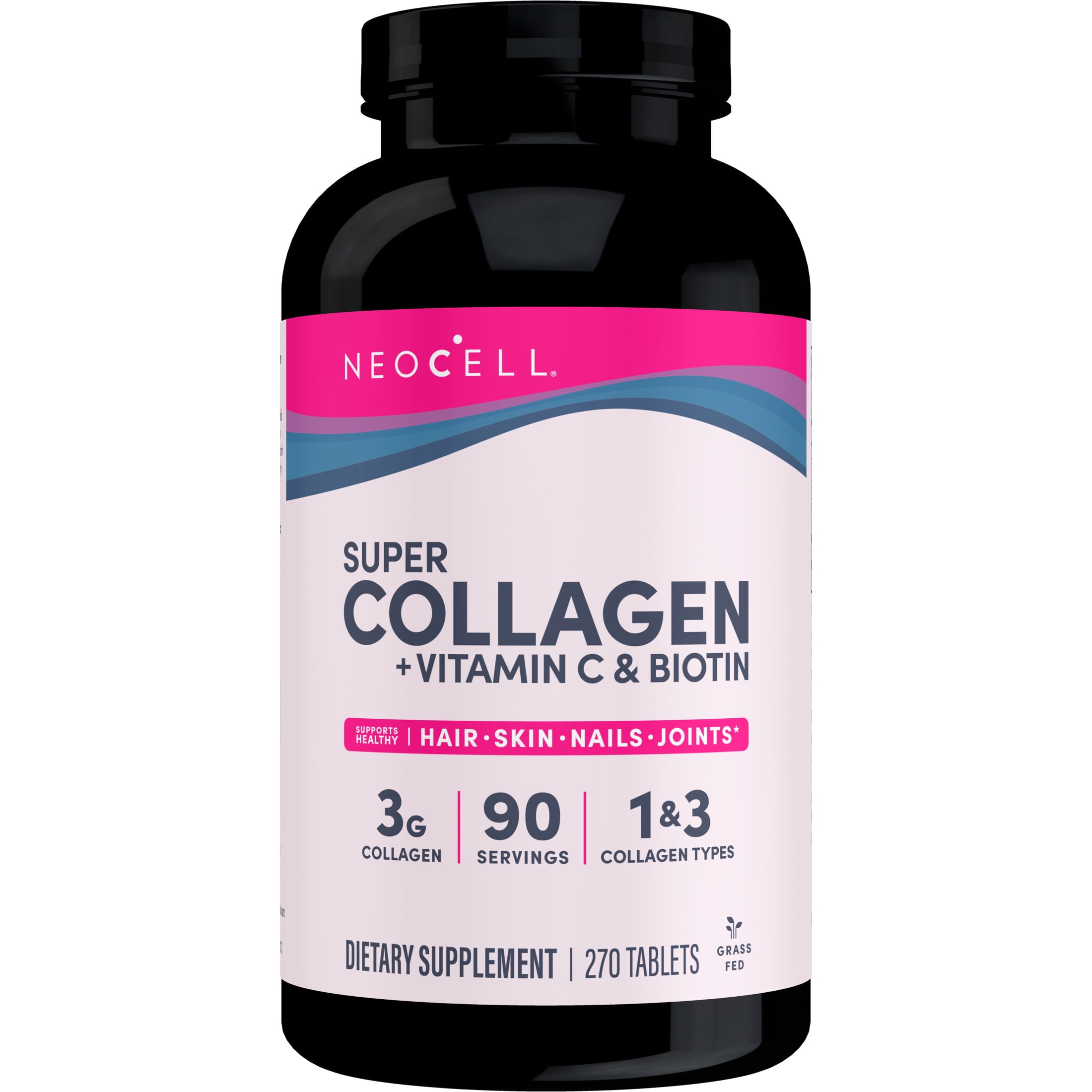 NeoCell Grassfed Collagen Peptides +Vitamin C & Biotin 6000 mg 270 Caplets