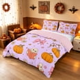 thumbnail image 2 of Homewish Halloween Spooky Animal Duvet Cover Queen, Bow Pumpkin Star Queen Bedding, Lavender, Pink Reversible 3-Piece, 1 Duvet Cover and 2 Pillowcases, 2 of 6