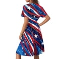 thumbnail image 3 of Women's Patriotic Star Print Midi Dress, Sexy V-Neck Short Sleeve Summer Casual Sundress for Beach Outings Independence Day 4th of July Celebrations,Cyan 2XL, 3 of 3