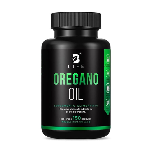 Aceite De Orégano | 150 Cápsulas | Potenciado con Vitamina C y Aceite De Semilla De Girasol | Oregano Oil | B Life