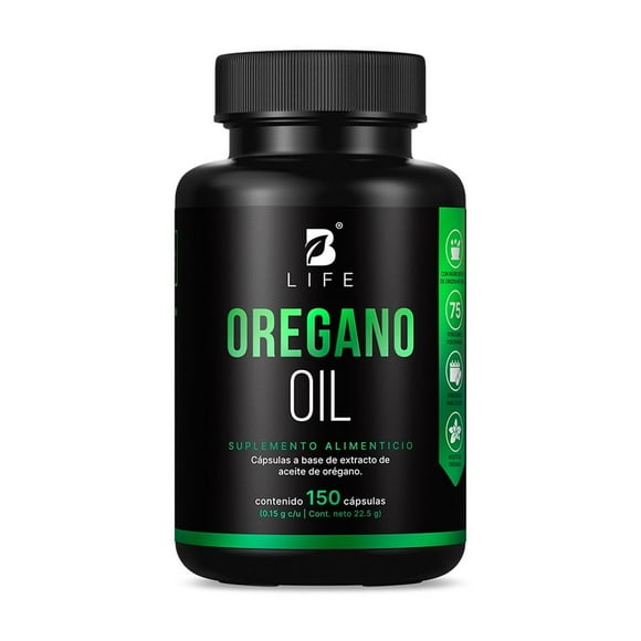 Aceite De Orégano | 150 Cápsulas | Potenciado con Vitamina C y Aceite De Semilla De Girasol | Oregano Oil | B Life