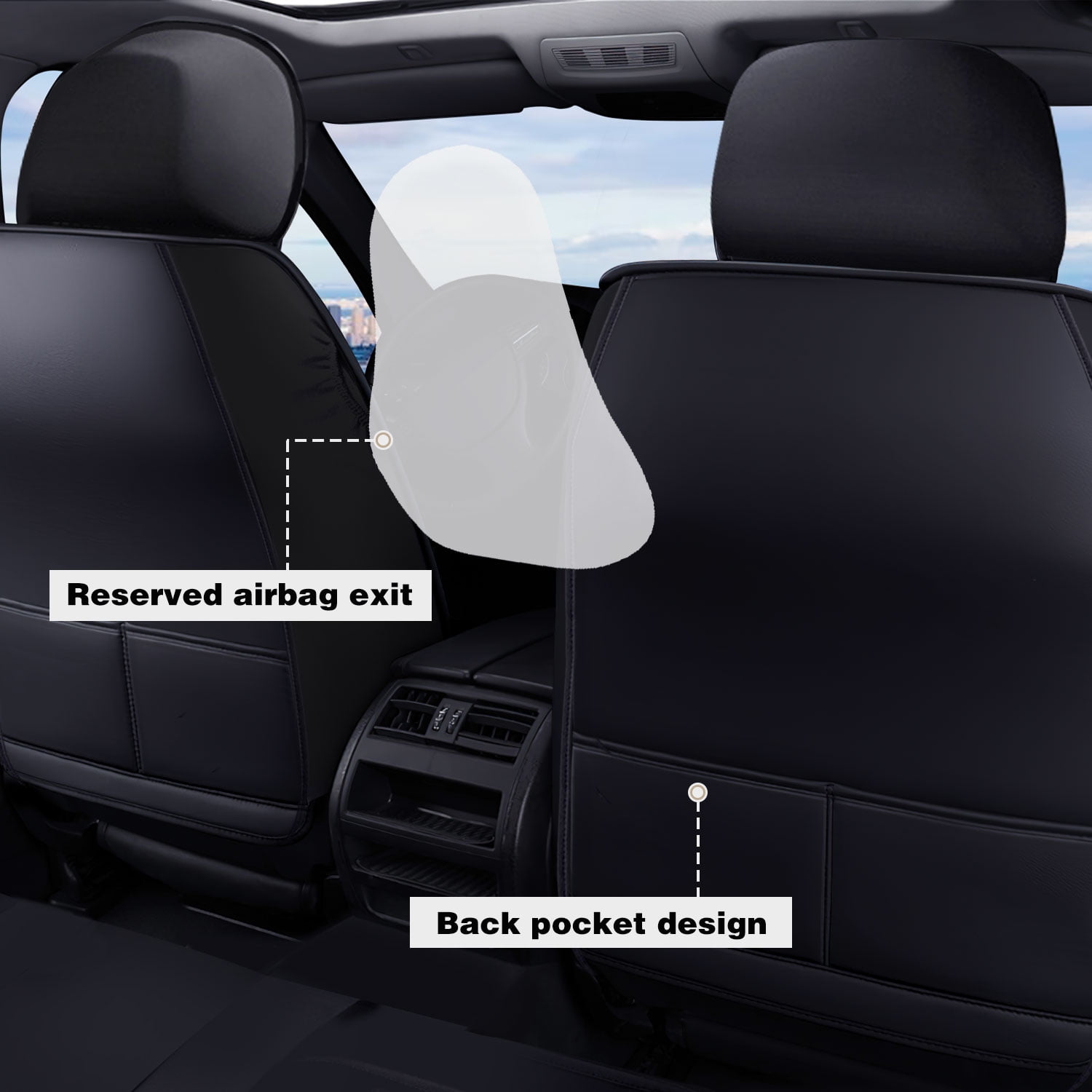 For Ford F150 2016-2023 F250 F350 Crew Cab Pickup Car Seat Covers PU Leather Car Seat Protector Full Set