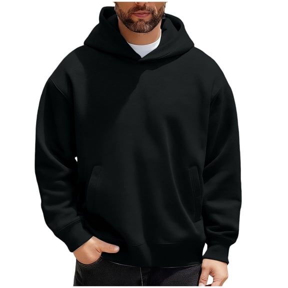 Xzbqbs Men's Loose Fit Pullover Hoodie Soft Lightweight Hooded Sweatshirt with Pockets Casual Solid Color Oversized Sweatshirts