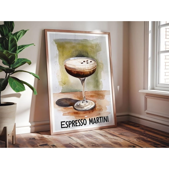 Kna Prints - Espresso Martini Vintage Vibe - Chic Wall Decor - Perfect For Home Bars!, Decor For Living Room Bedroom For Home Decor, Living Room, Bedroom, Office, UNFRAMED-8x12