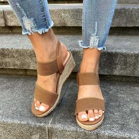 

NEGJ Sandals For Women Ladies Fashion Solid Wedges Casual Roman Shoes Sandals