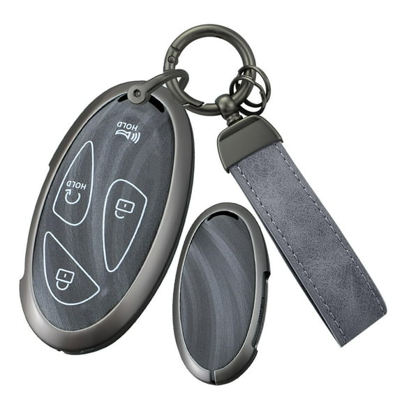 5/7 Buttons Key Fob Shell Case Fit for Hyundai Tucson Hybrid 2025 Metal and Leather Key Holder with Keychain for Ioniq 6 Grandeur GN7 KONA Elantra Azera Sonata Hybrid Santa fe 2023 2024