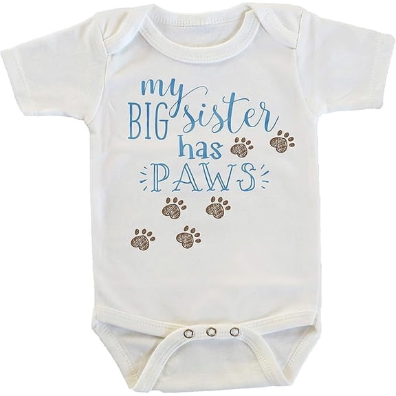 My Big Sister Has Paws in Blue Onesie/Bodysuit