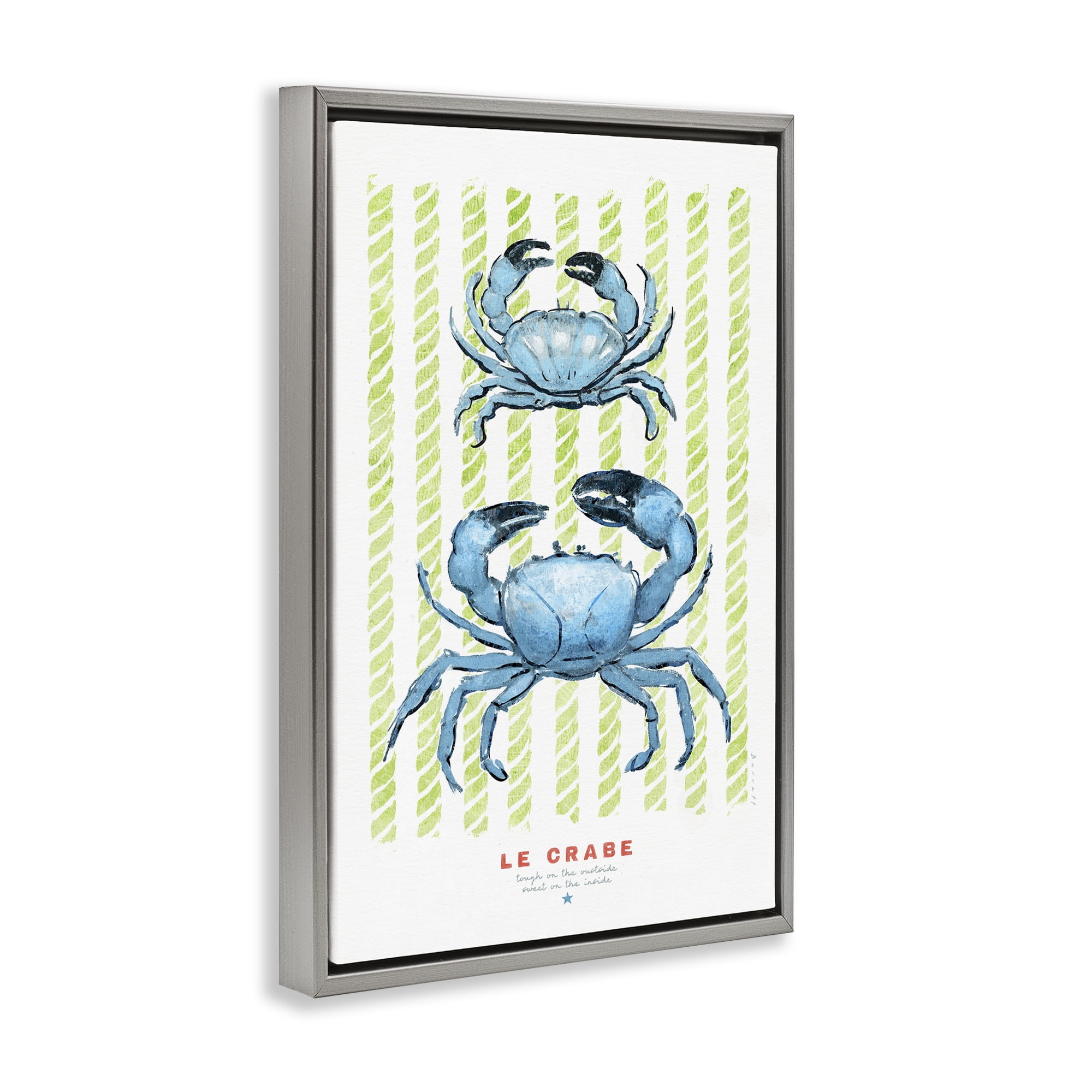 Stupell Industries Modern Bistro Crabs Gray Framed Floater Canvas Wall Art, design by Chad Barrett