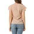 thumbnail image 3 of Allegra K Women's Floral V Neck Tiered Short Sleeve Button Down Summer Blouse, 3 of 6