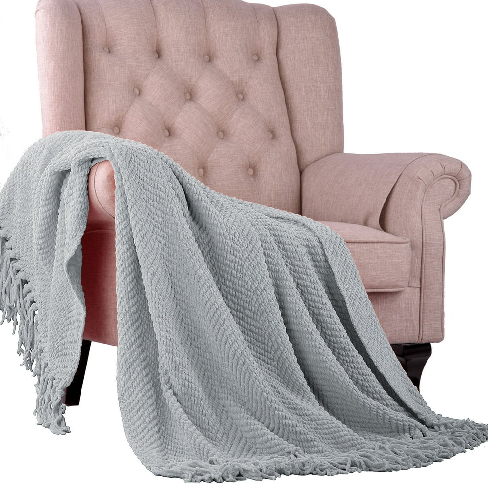 home soft things knitted tweed throw couch cover blanket, 60" x 80