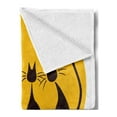 thumbnail image 2 of Animal Art Soft Flannel Fleece Throw Blanket, 3 Black Feline Cartoon Cats with Whiskers Staring at Sun Print, Cozy Plush for Indoor and Outdoor Use, 50" x 60", Yellow Brown Dark Brown, by Ambesonne, 2 of 5