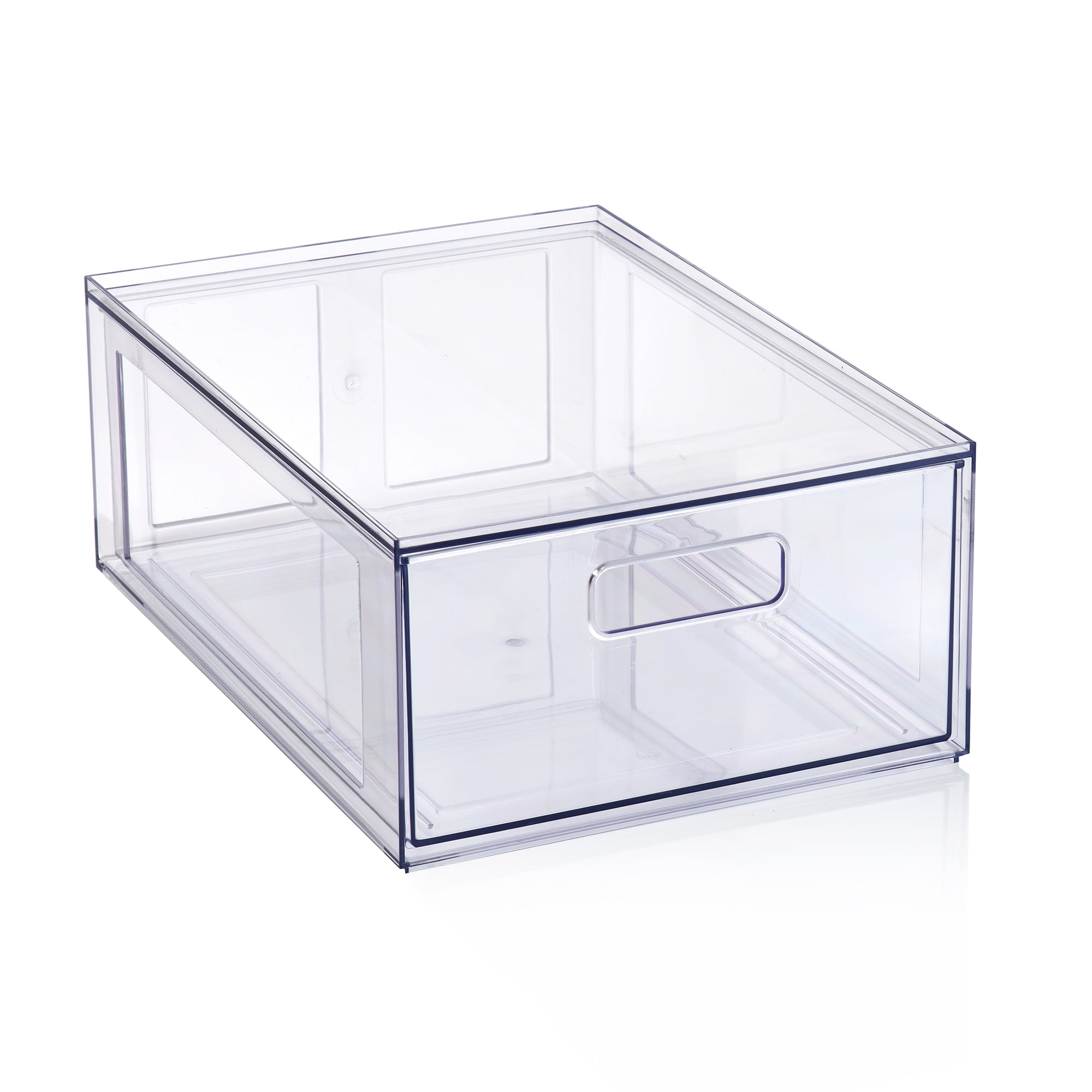 (2 pack) Mainstays Clear Glossy Plastic Pull-Out Closet Drawer Medium Size, Adult Size