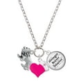 thumbnail image 1 of Delight Jewelry Silvertone 3-D Lion - Hot Pink Heart Nurse Strong Zoe Necklace, 1 of 4