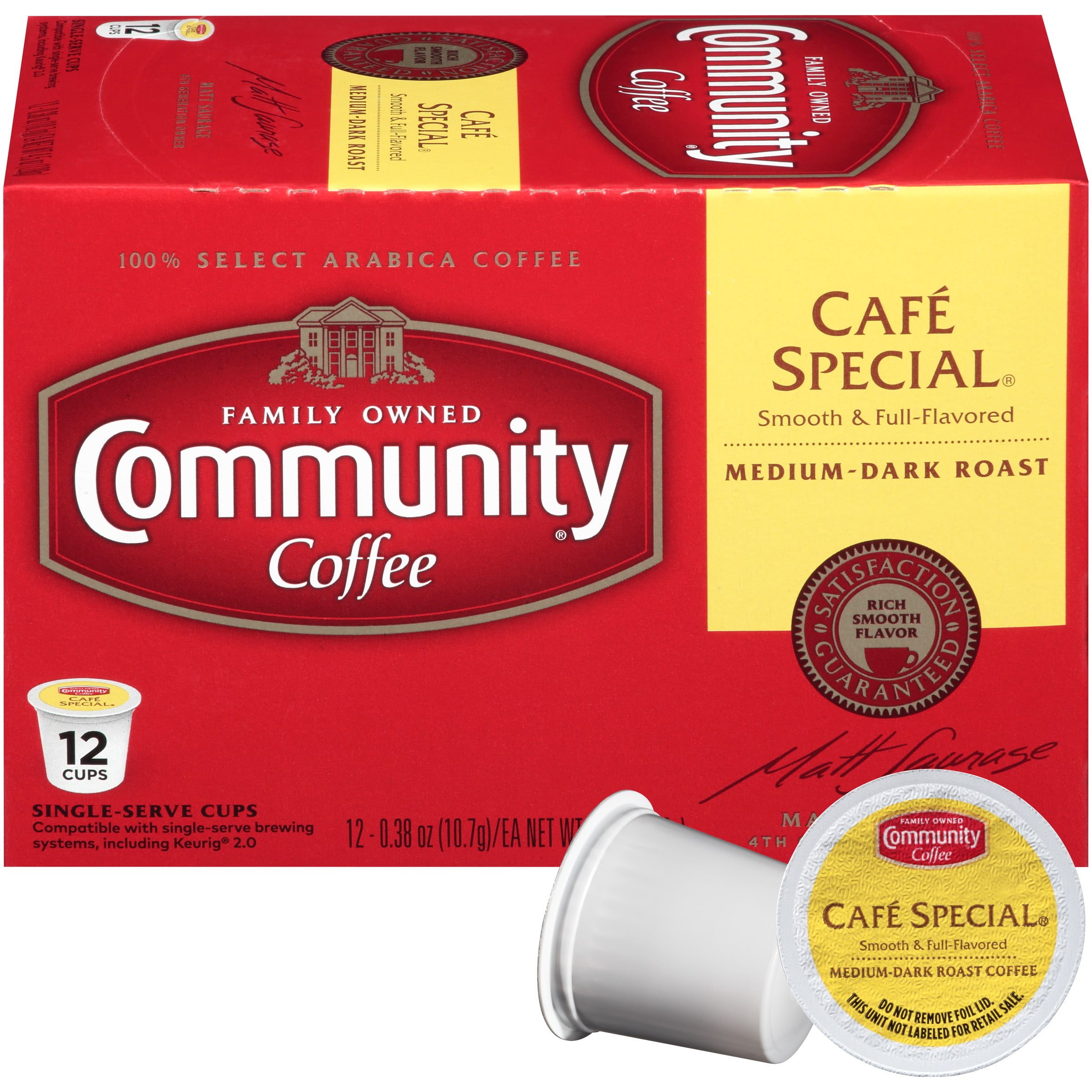 Community® Coffee Café Special Medium-Dark Roast Coffee Single-Serve Cups 12 Ct Box Compatible with Keurig 2.0 K-Cup Brewers