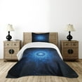 thumbnail image 4 of Ambesonne Dark Blue Quilted Bedspread Set 2 Pcs, Space Mandala Art, Twin Size, Blue, 4 of 5