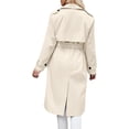 thumbnail image 4 of Double Breasted Women Solid Color Casual Long  Trench Coat with Belt, 4 of 5