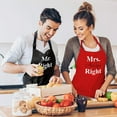 thumbnail image 2 of Prazoli His and Hers Aprons for Couples Mr Right Mrs Always Right Engagement and Bridal Shower Gift for Bride, Black & Red Apron Set of 2, 2 of 9