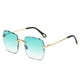 thumbnail image 4 of Gafas de sol de moda con borde sin marco poligonal para mujer, gafas de sol con protección solar y patas de espejo curvadas de metal, 4 of 5