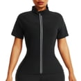 thumbnail image 5 of Purcolt Womens Sauna Workout Stand Neck Short Sleeve Hot Body Shaper Jacket Slim Fit Waist Trainer Full Zipper Shirt for Yoga Running Cycling, 5 of 8