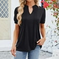 thumbnail image 2 of Womens Casual Flowers Pringting Tops V Neck Summer Petal Sleeve Casual T Shirts Blouse, 2 of 2