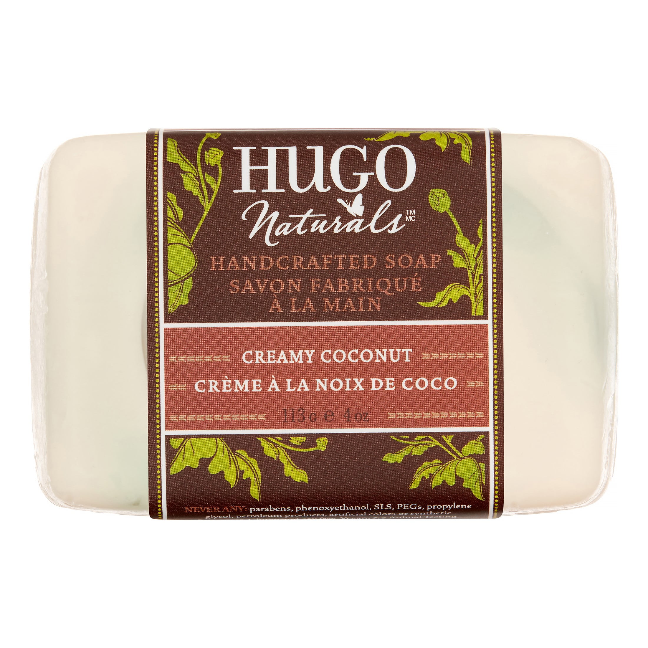Hugo Naturals Handcrafted Bar Soap, Creamy Coconut, 4 Oz