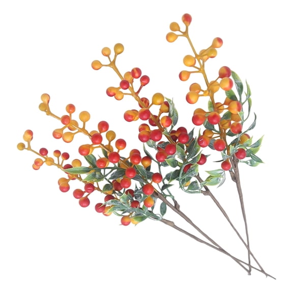 5-Pack Orange Artificial Berry Branches, Faux Berry Stems for Fall Vase Decor, Thanksgiving Table Centerpieces, Wreaths, Weddings and DIY Autumn Arrangements
