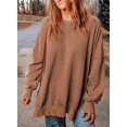 thumbnail image 4 of QWZNDZGR Womens Sweatshirt Casual Long Sleeve Crewneck Lightweight Pullover Tops Loose Sweatshirts, 4 of 5