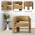 thumbnail image 4 of AFO Modern Barrel Accent Chair Upholstered Club Chair with 7.5" Extra Thick Cushion Unique 3-Leg Reading Armchair for Living Room Bedroom Vanity Khaki, 4 of 7