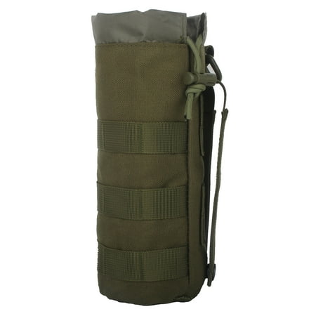 

TureClos Nylon Outside Water Bottle Pouch Portable Reusable Large Capacity Travelling Hunting Drawstring Beverage Bag Kettle Carrier Green