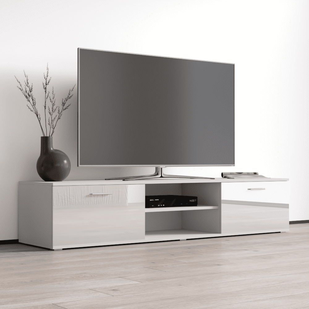 Soho S3 TV Stand for TVs up to 80", Modern High Gloss 71" Entertainment Center, TV Media Console with Storage Cabinets