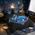 thumbnail image 2 of meiyoeat Gemstones Dragon Twin Bedding for Kids Boys Girls, Mystic Sky Animal Bedding Comforter Set, Blue Black, Black Reversible, 7 Pieces, 2 of 5