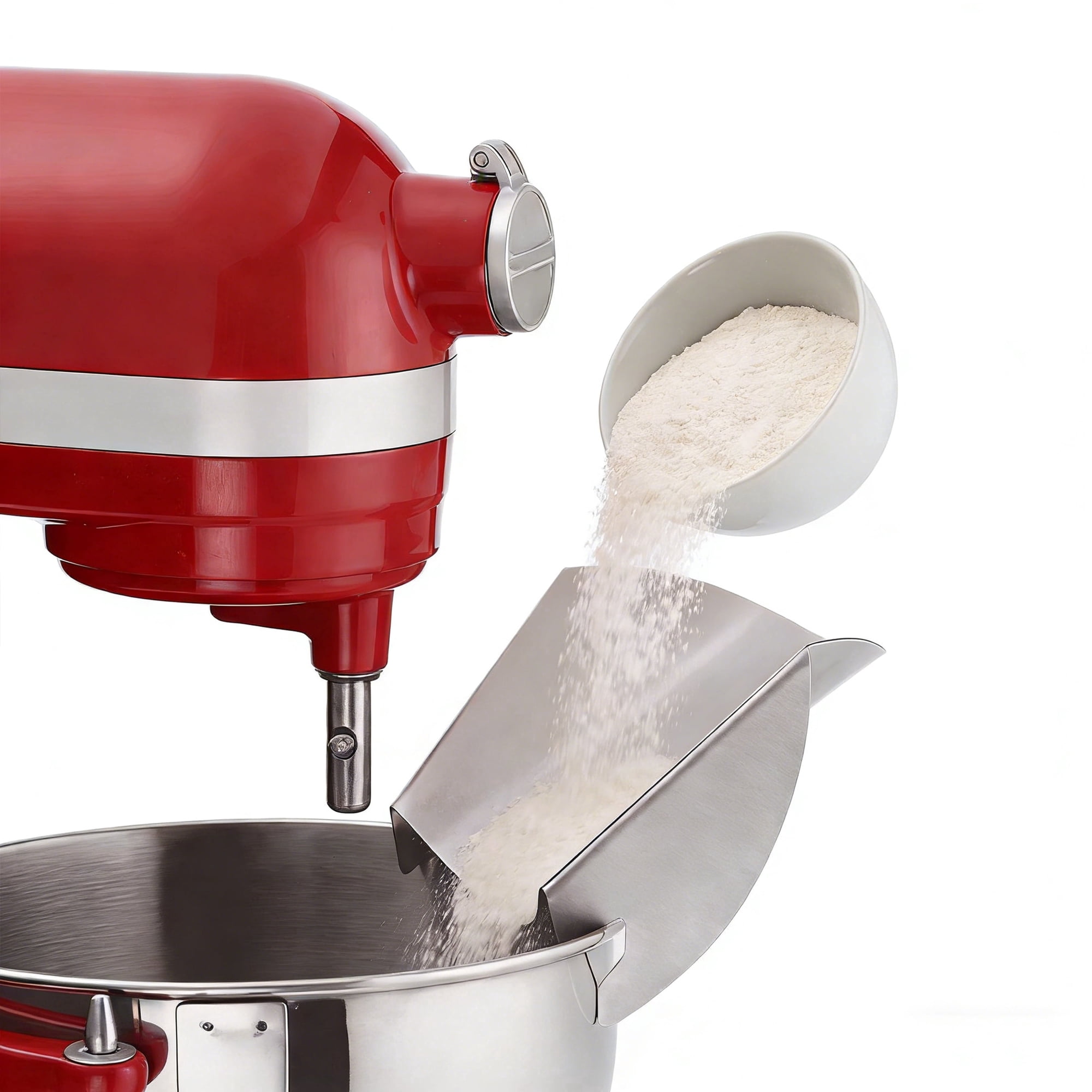 Pouring Chute for KitchenAid Stand Mixer Metal Bowl, Durable Stainless Steel Flour and Liquid Pouring Shield Guard
