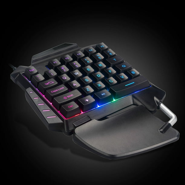 Gaming Ergonomic OneHanded Keyboard Left Hand Keypad LED RGB Backlight