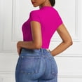 thumbnail image 5 of Pounoo Women's Bodysuits Short Sleeve Crew Neck Solid Color Slim Fit Jumpsuits Casual Daily Wear Stretchy Comfortable Bodycon Tops Gift, 5 of 6