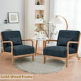 thumbnail image 2 of Aukfa Corduroy Mid Century Modern Accent Chair w/ Wood Frame&Pillow for Living Room, Peacock Blue, 2 of 10