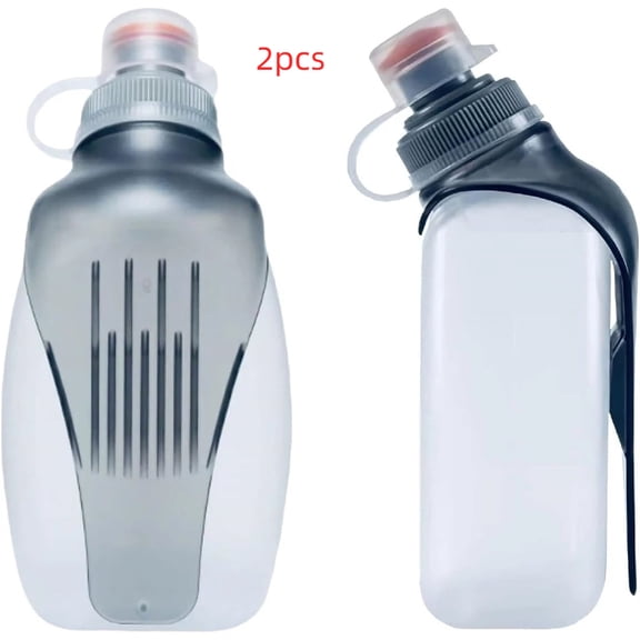 Running Water Bottle, Non-Bounce with Clip and Lid, BPA-Free Plastic, 8.8 oz (250 ml) for Running, Marathon, Walking, Cycling, Hiking/Trail/Skiing (Pack of 2)